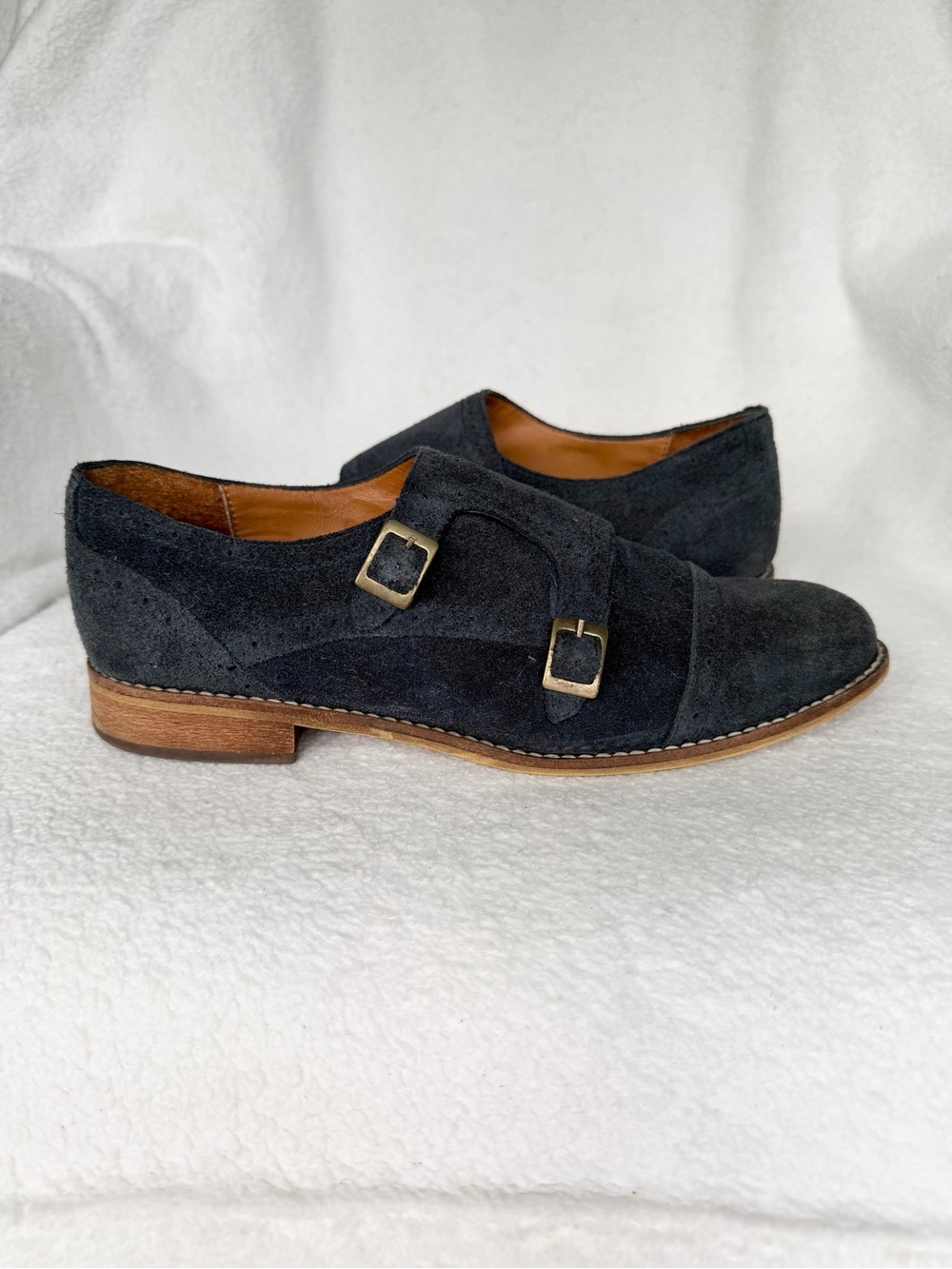 Inmaculada Valentina Jaramillo Men's Double Monk Strap Suede Dress Shoes Black 6